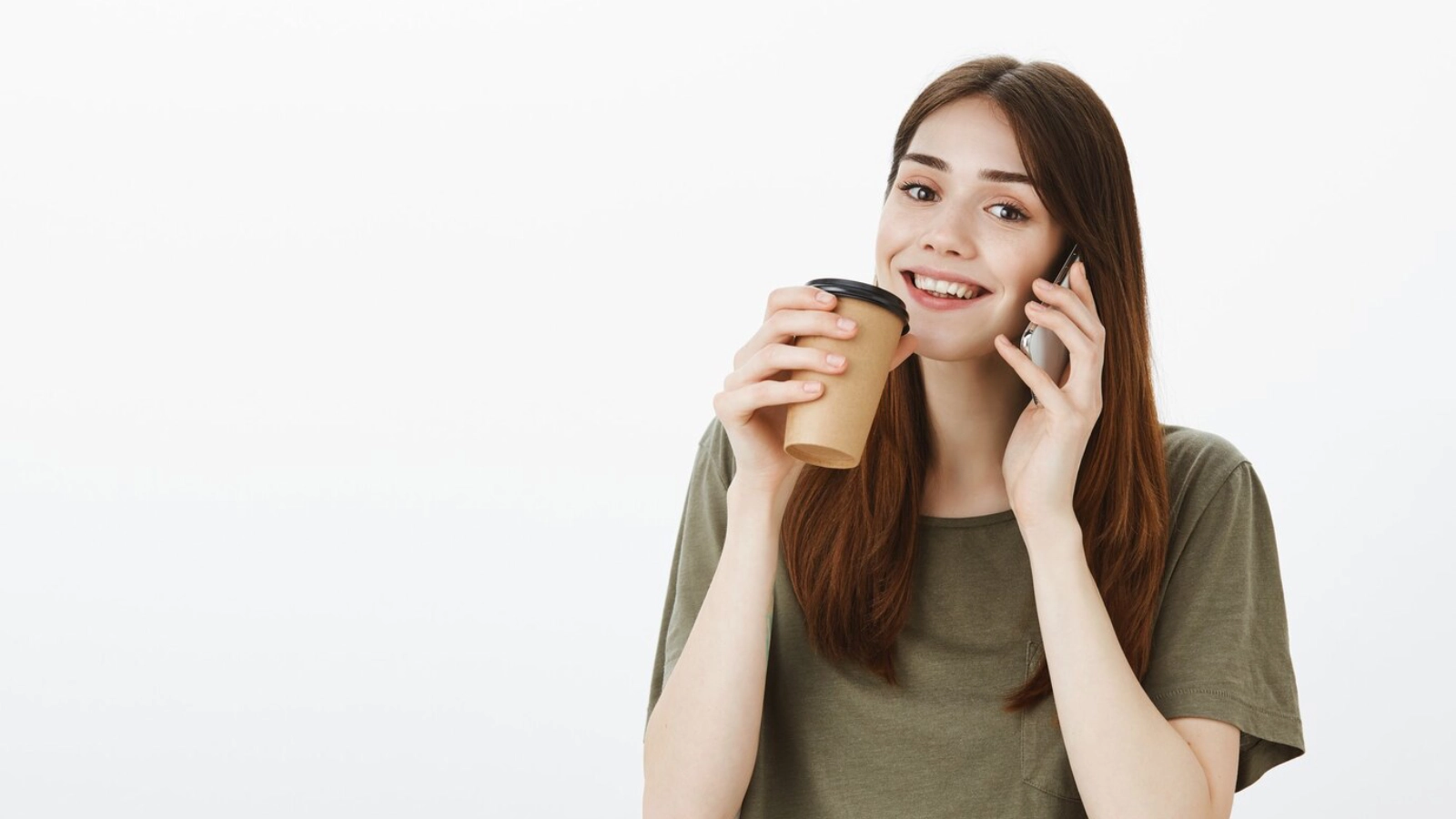 Girl Drinks a Cup of Coffee