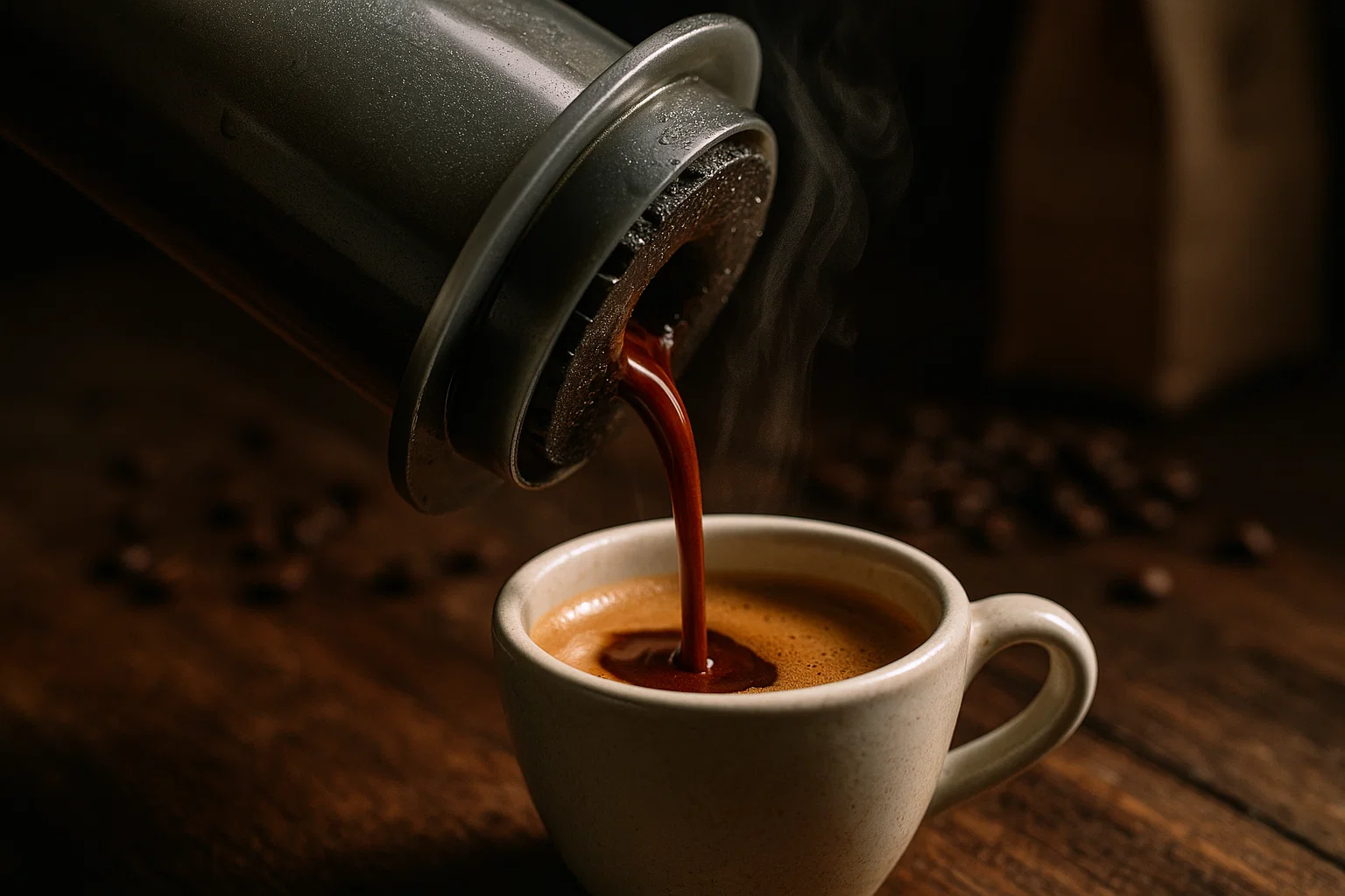 Making espresso at home using Aeropress